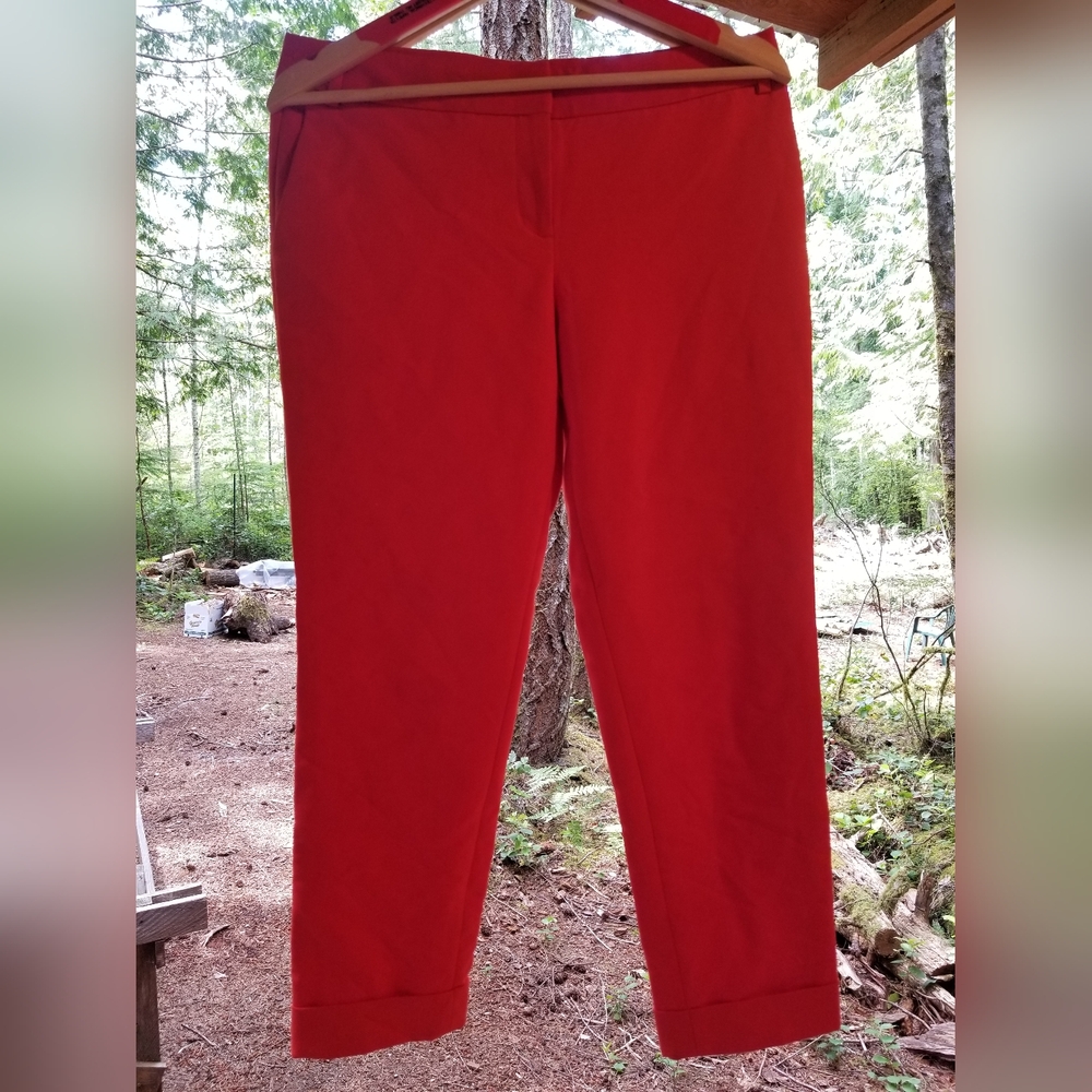 Orange Red Pants Trouser Express Editor Size 6 zip up front ladies